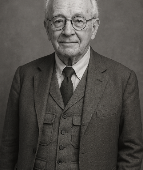 Mr. Archibald “Buttons” Penfeather, proudly wearing his dual-pocket waistcoat