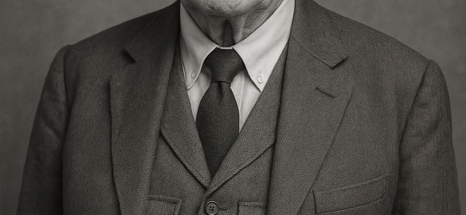 Mr. Archibald “Buttons” Penfeather, proudly wearing his dual-pocket waistcoat