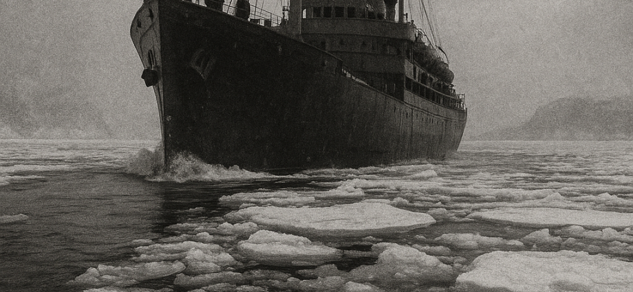 An Eyehasseen frigate tests the newly opened northern routes, ice cracking beneath her prow.